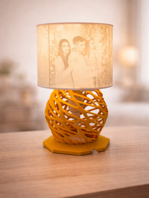 Egyedi, hengeres, fényképes lámpa