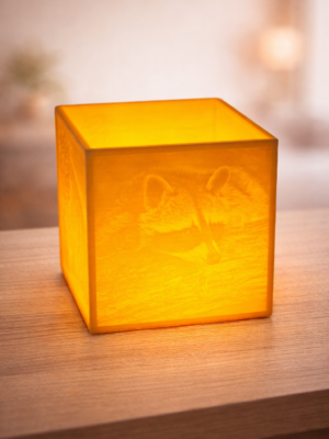 Egyedi kocka lámpa – LED mécsessel (3D nyomtatott)