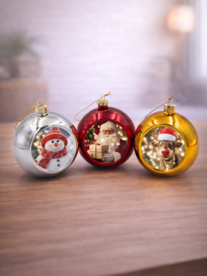Gömb karácsonyfadísz – egyedi fényképes